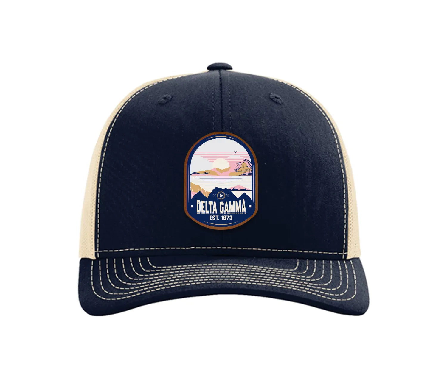 Delta Gamma Richardson 112 UV Print Leatherette Patch Trucker Hat - Ventura
