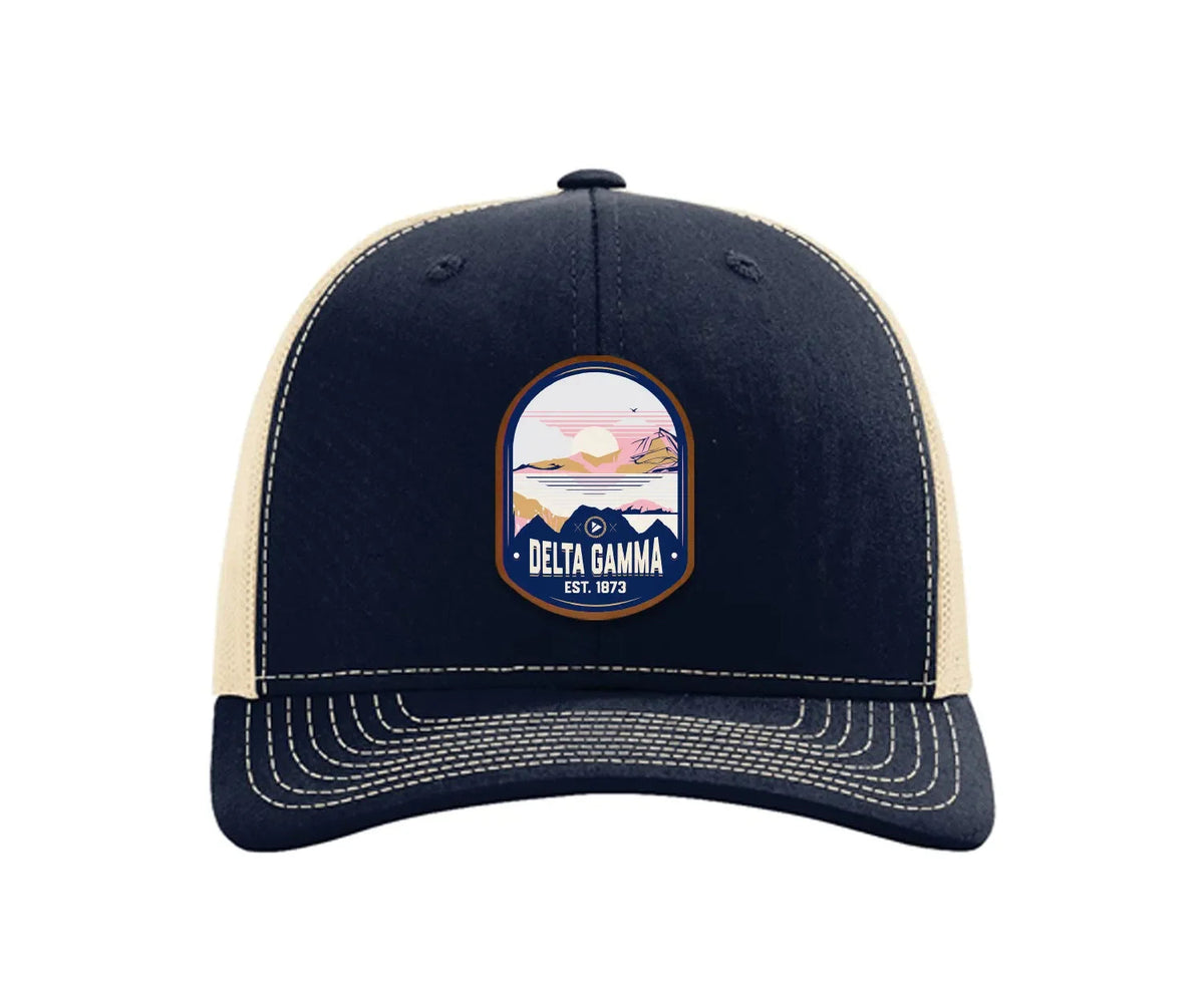 Delta Gamma Richardson 112 UV Print Leatherette Patch Trucker Hat - Ventura