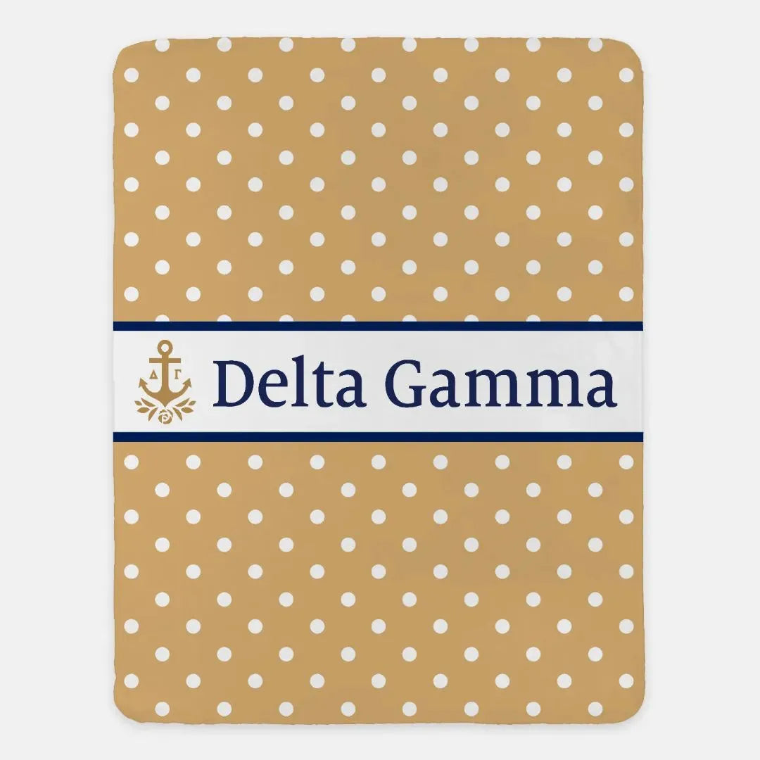 Delta Gamma XL 60x80 Sherpa Throw Blanket - Polka Dot