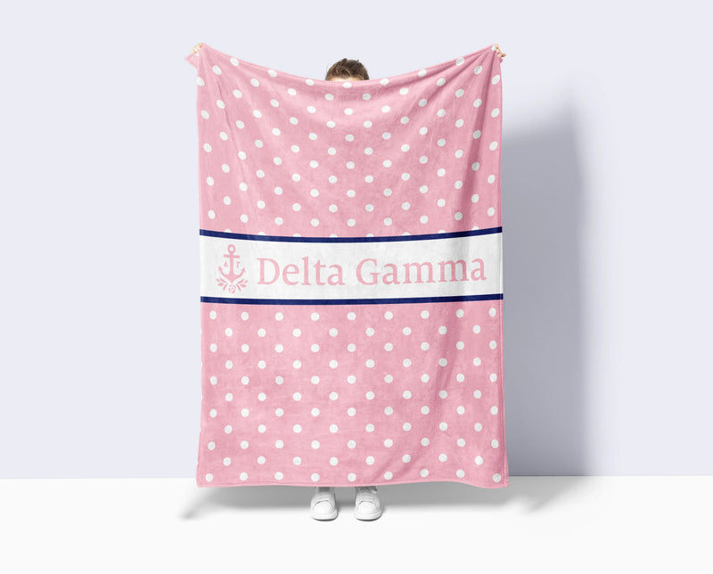 Delta Gamma XL 60x80 Sherpa Throw Blanket - Polka Dot