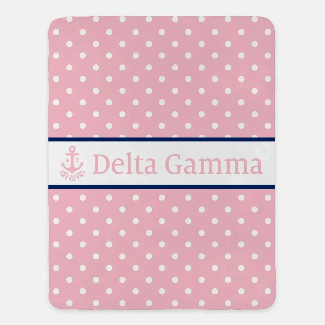 Delta Gamma XL 60x80 Sherpa Throw Blanket - Polka Dot
