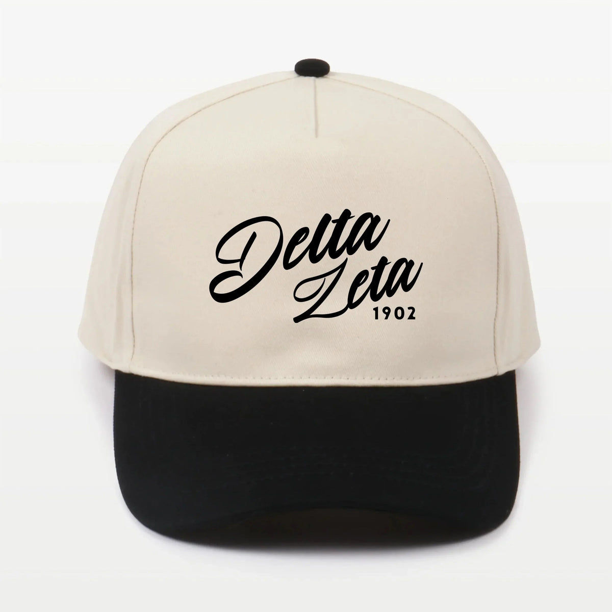 Delta Zeta Embroidered Two-Tone Baseball Cap | Hat - Script 1902