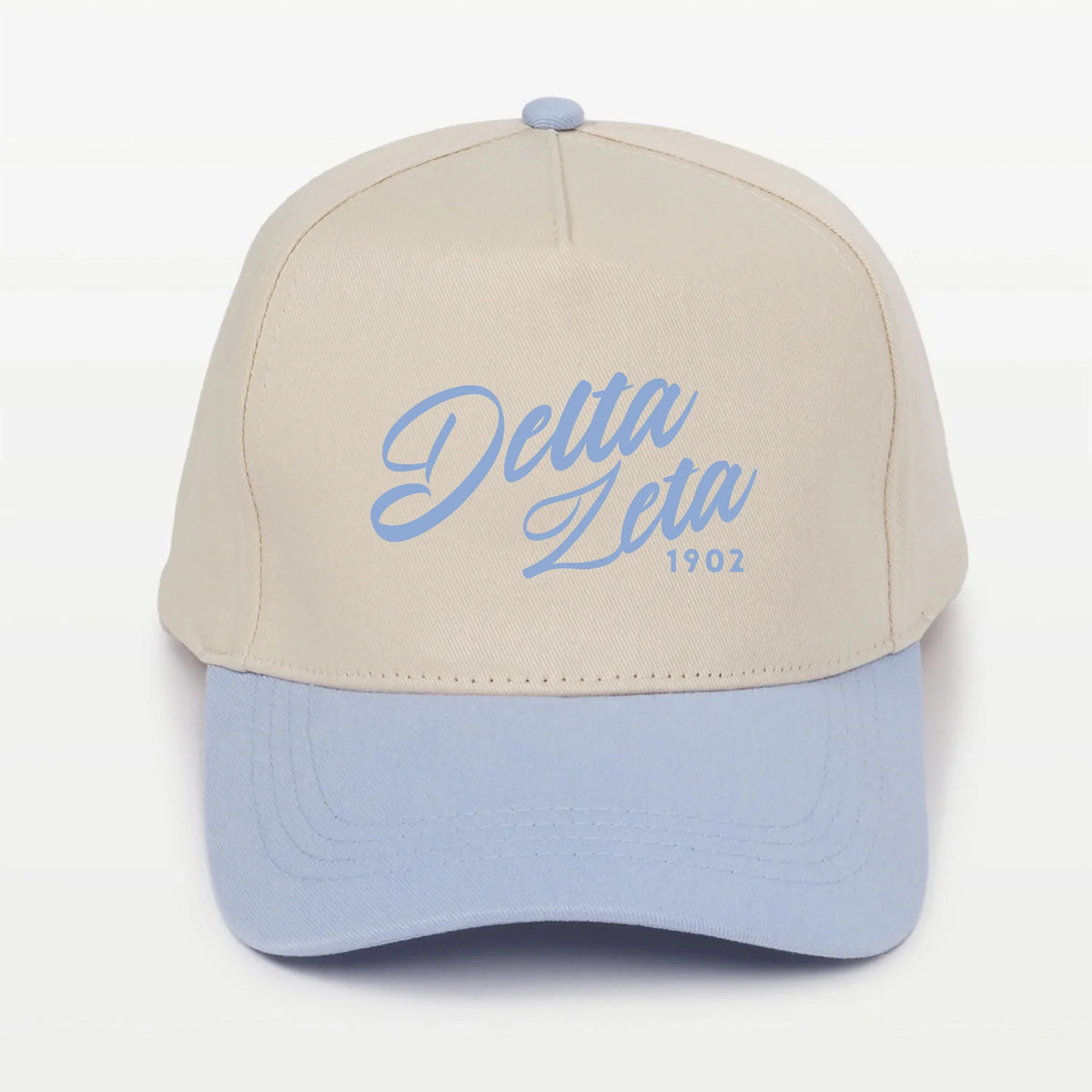 Delta Zeta Embroidered Two-Tone Baseball Cap | Hat - Script 1902