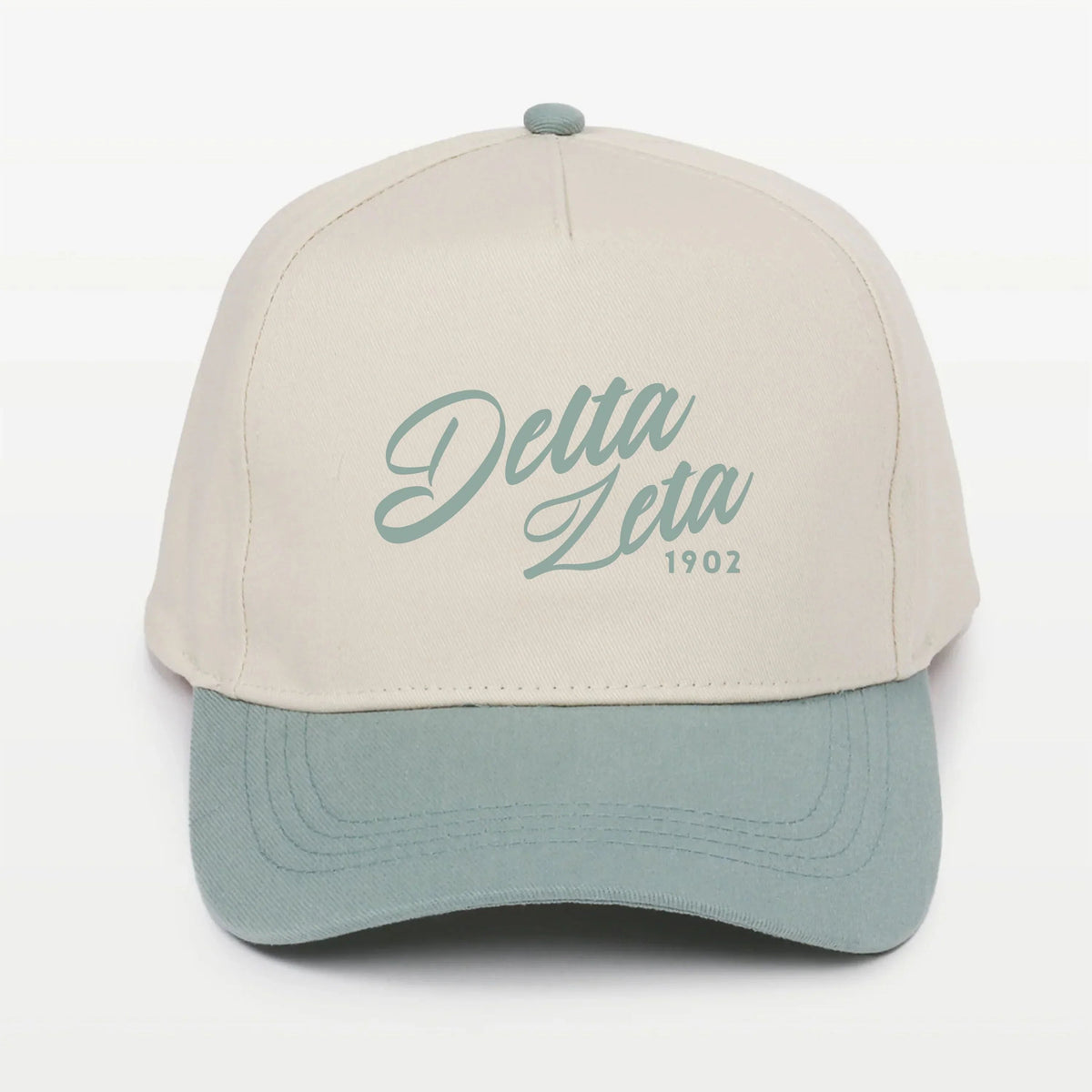 Delta Zeta Embroidered Two-Tone Baseball Cap | Hat - Script 1902