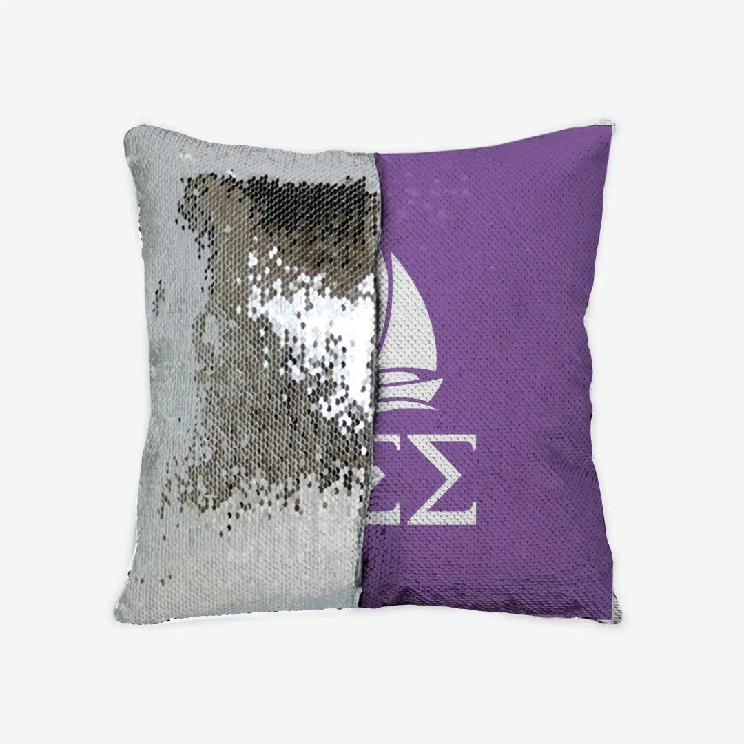 Tri Sigma Sequin Pillow Cover - Greek Letters