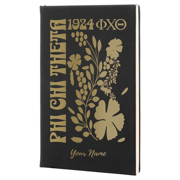 Phi Chi Theta Personalized Leatherette Notebook Journal - Retro Floral