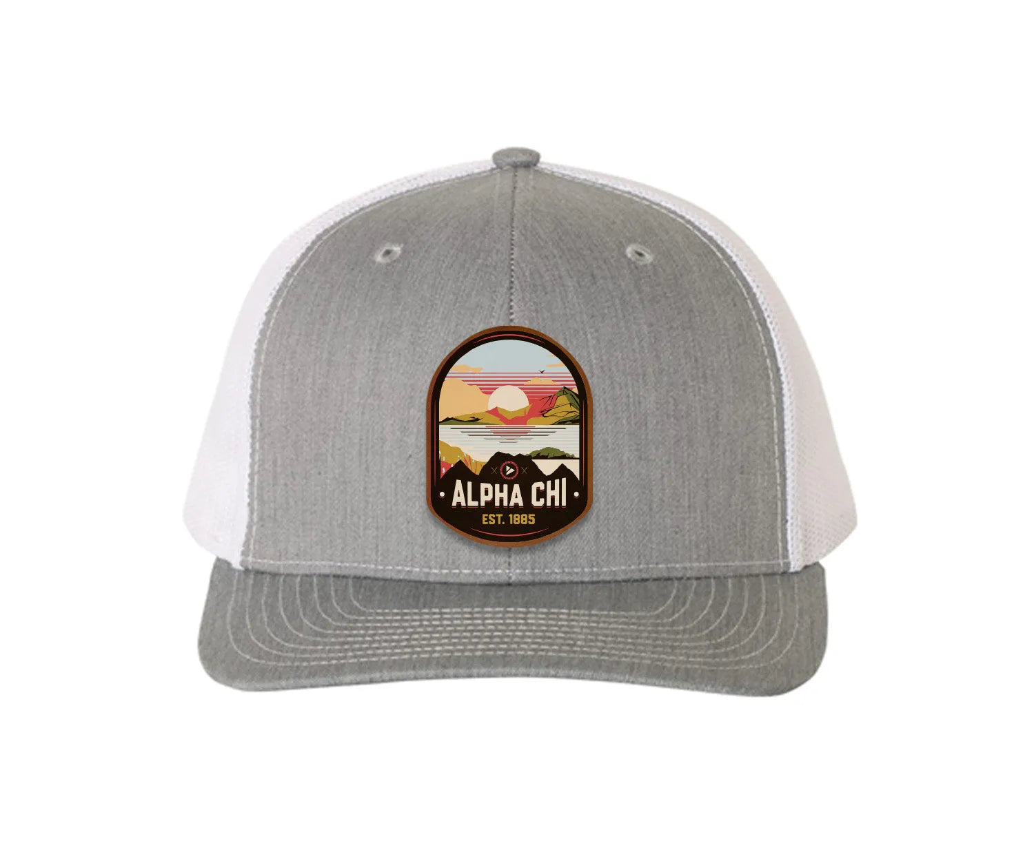 Alpha Chi Omega Richardson 112 UV Print Leatherette Patch Trucker Hat - Ventura