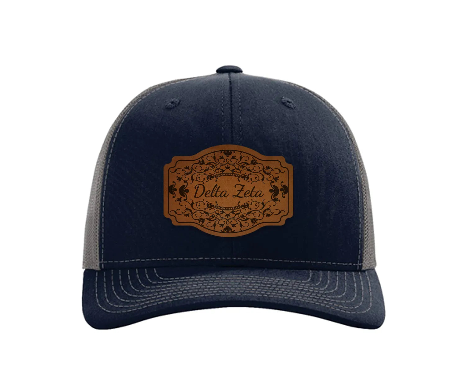 Delta Zeta Richardson 112 Leatherette Patch Trucker Hat - Scroll