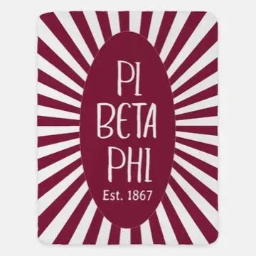 Pi Phi XL 60x80 Sherpa Throw Blanket - Wine Starburst