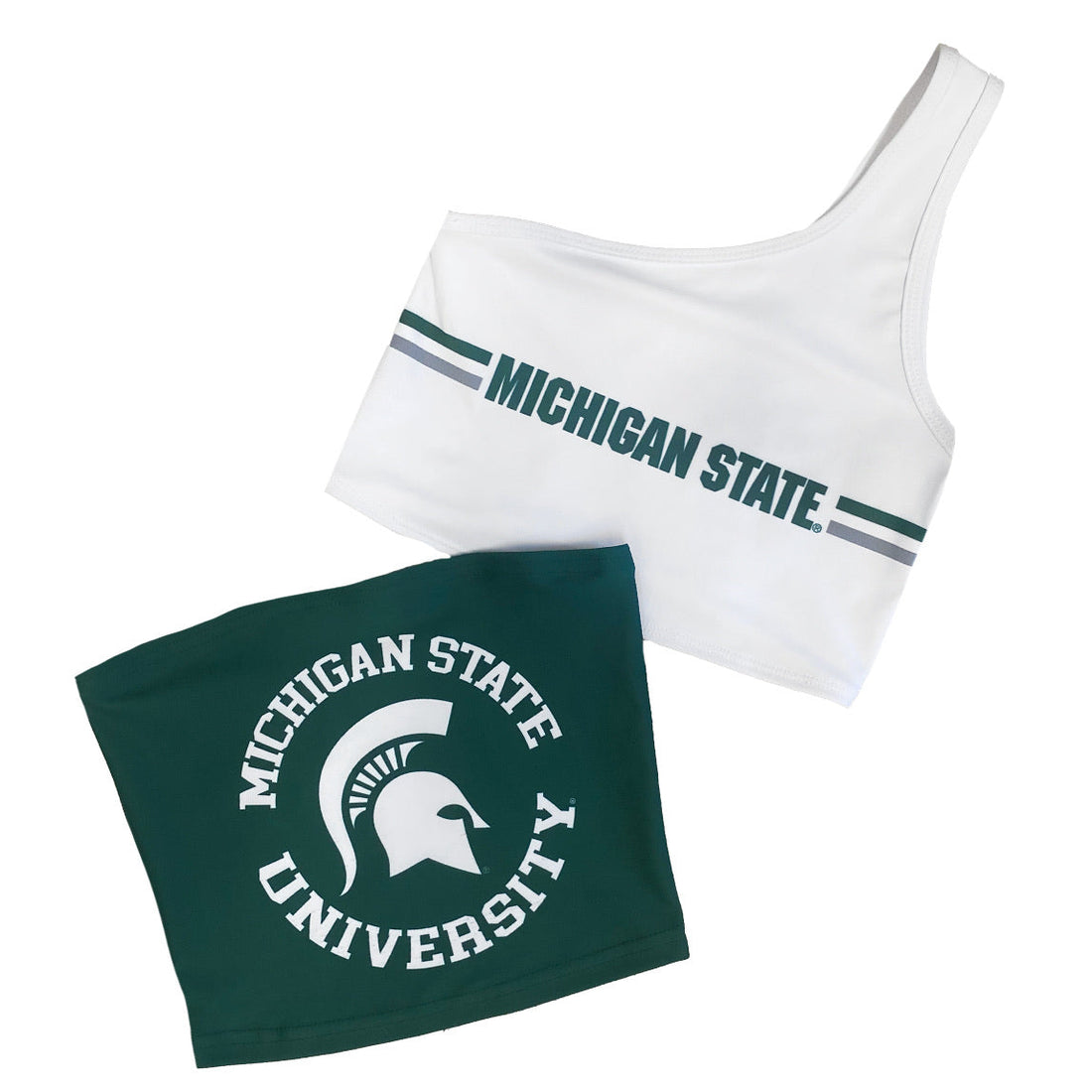 Michigan State Stripe One Shoulder Top