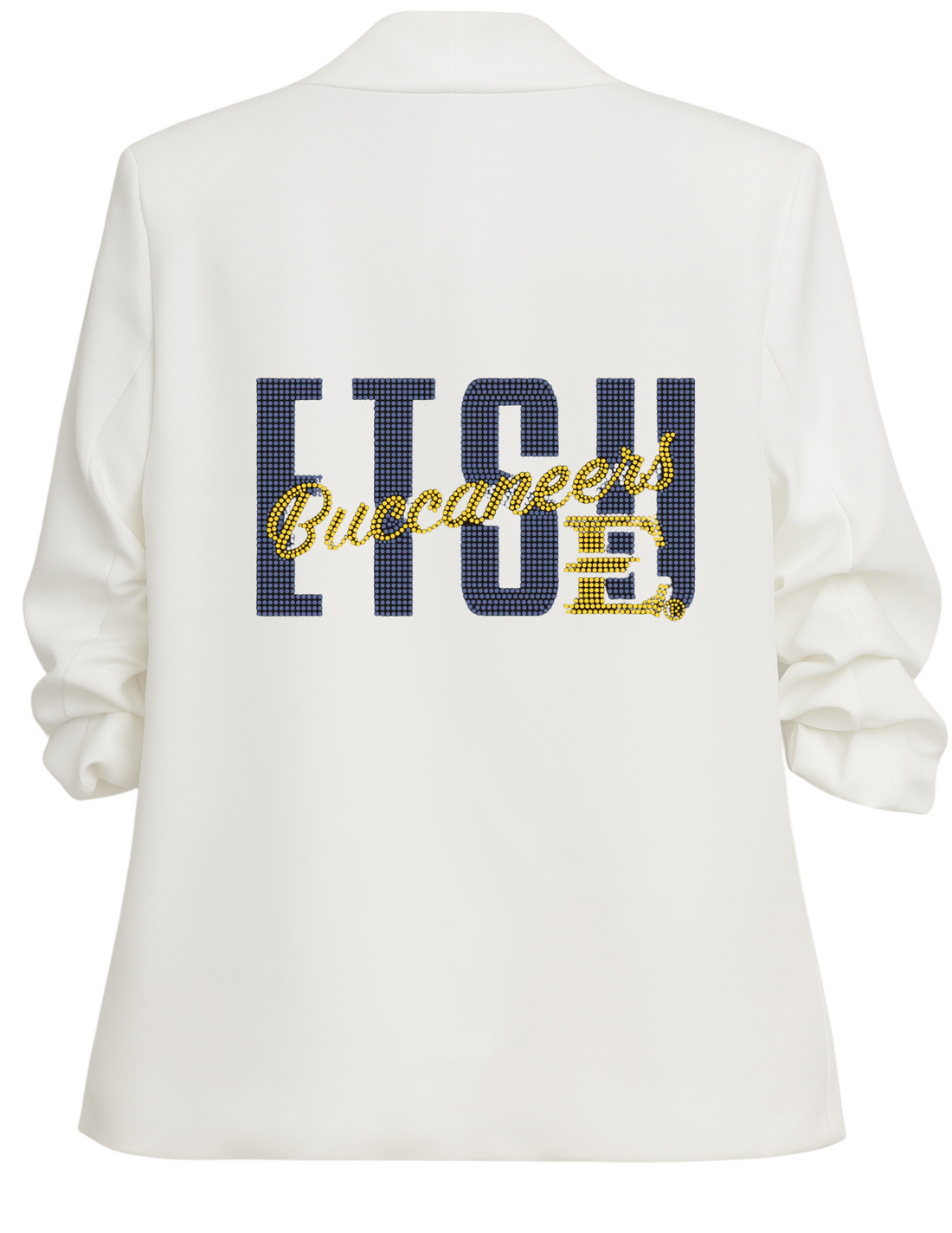 East Tennessee State ETSU Buccaneers White Ruched Sleeve Blazer
