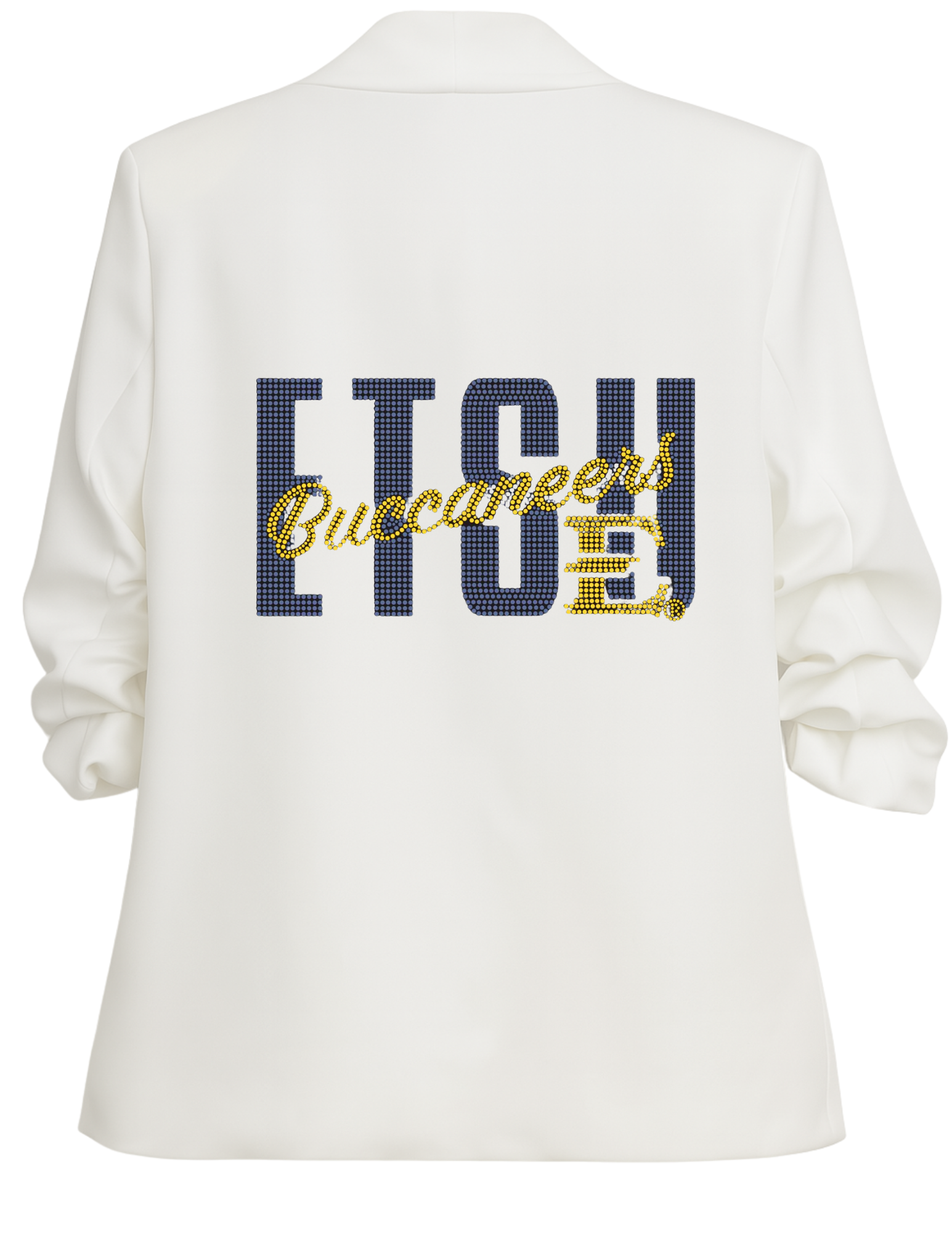 East Tennessee State ETSU Buccaneers White Ruched Sleeve Blazer