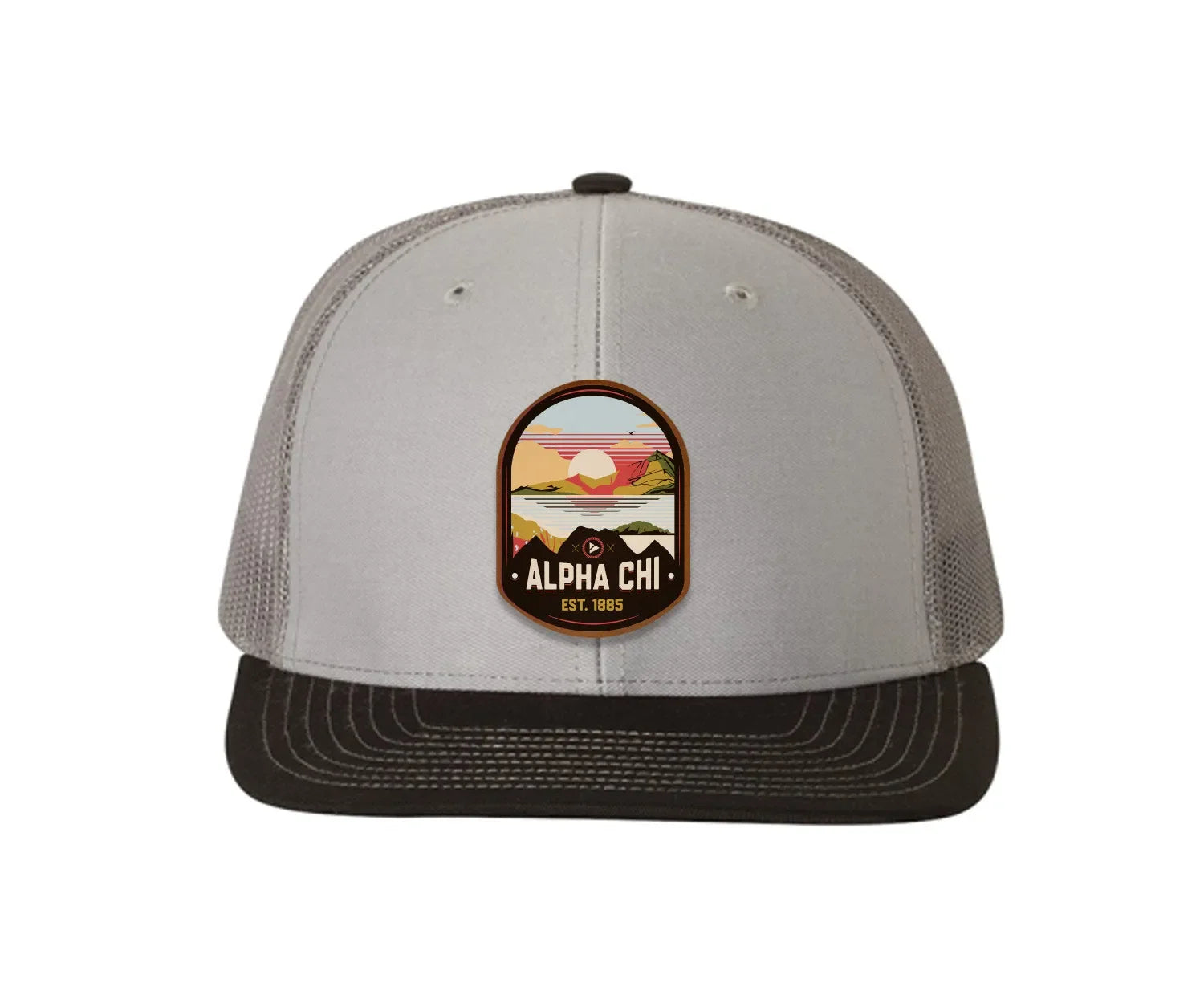 Alpha Chi Omega Richardson 112 UV Print Leatherette Patch Trucker Hat - Ventura