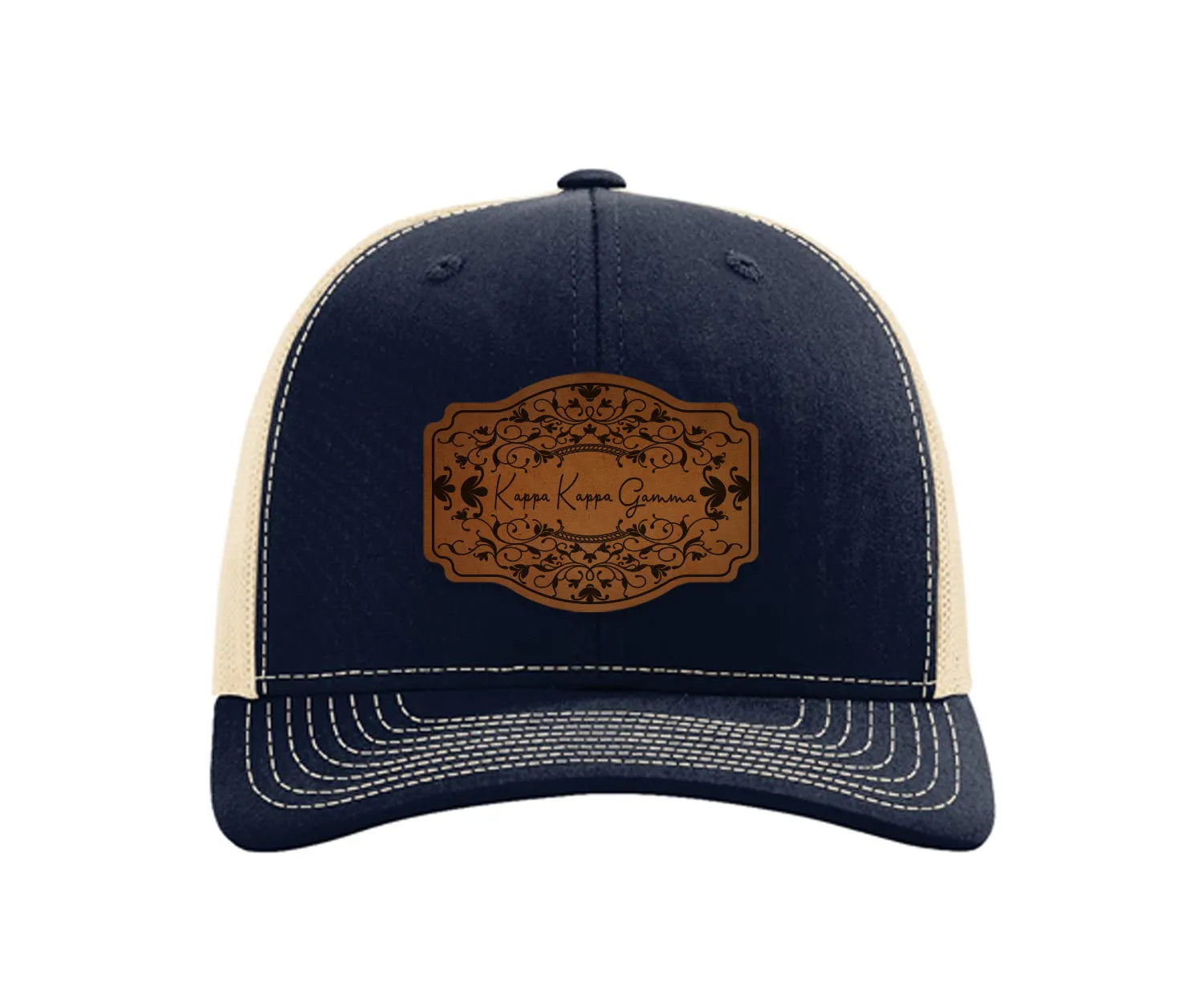 Kappa Kappa Gamma Richardson 112 Leatherette Patch Trucker Hat - Scroll