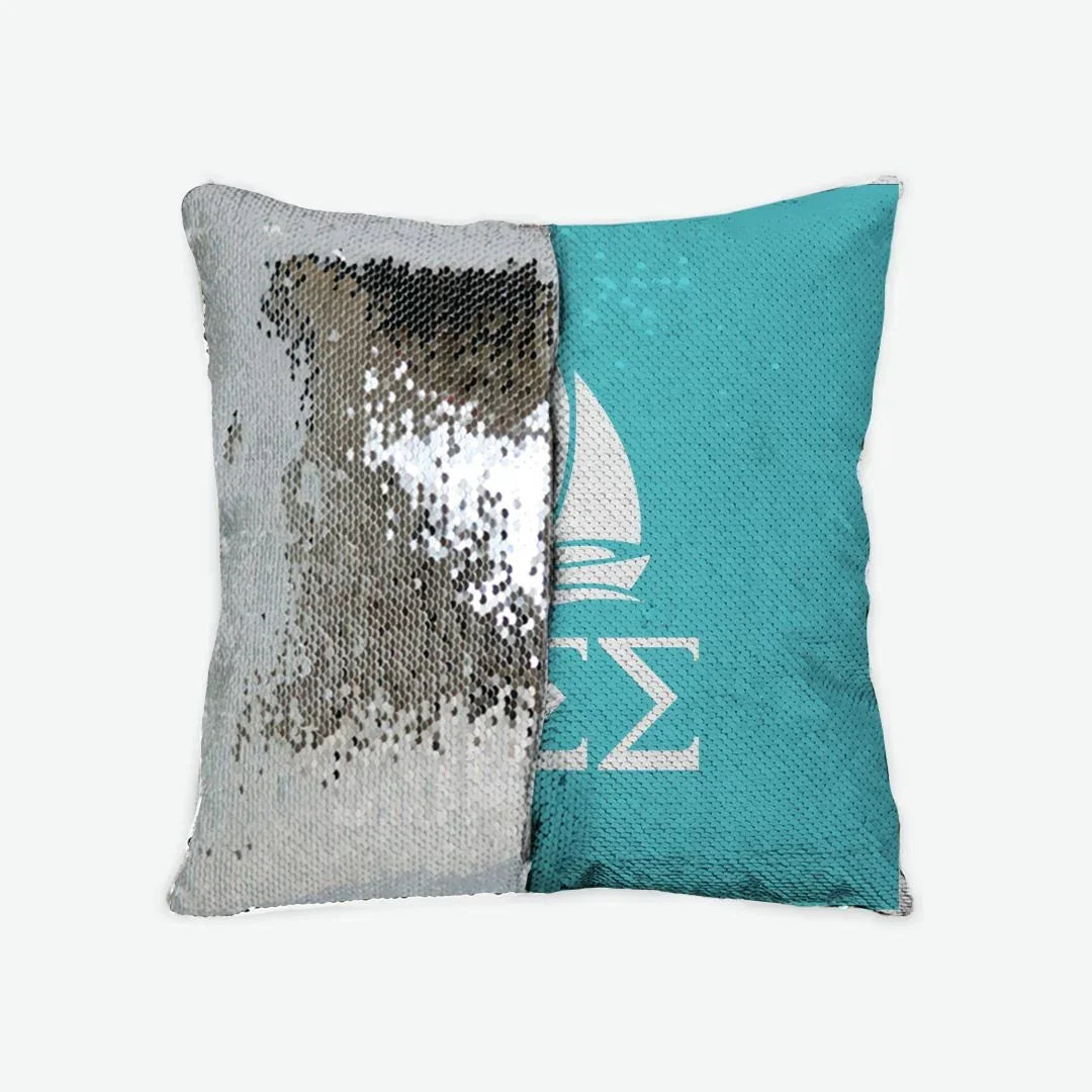 Tri Sigma Sequin Pillow Cover - Greek Letters