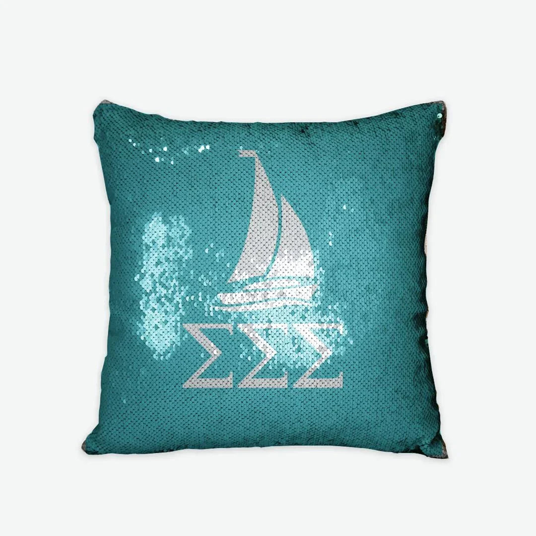 Tri Sigma Sequin Pillow Cover - Greek Letters