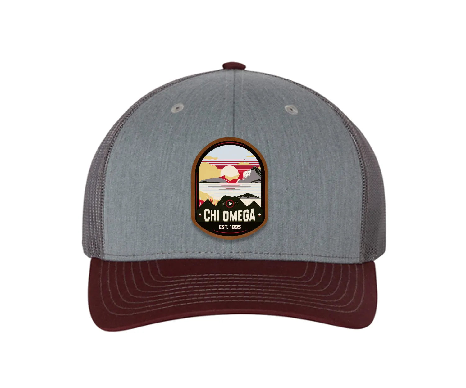 Chi Omega Richardson 112 UV Print Leatherette Patch Trucker Hat - Ventura
