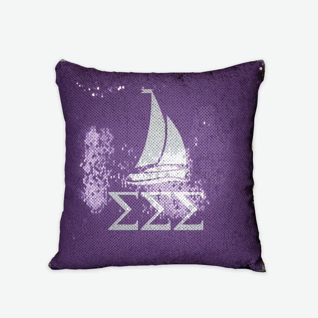 Tri Sigma Sequin Pillow Cover - Greek Letters