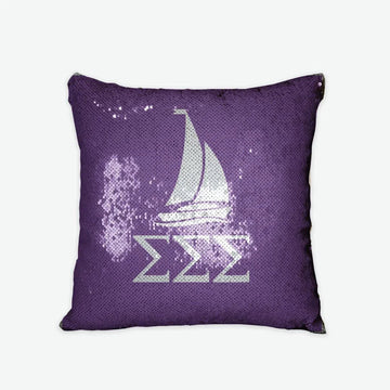 Tri Sigma Sequin Pillow Cover - Greek Letters