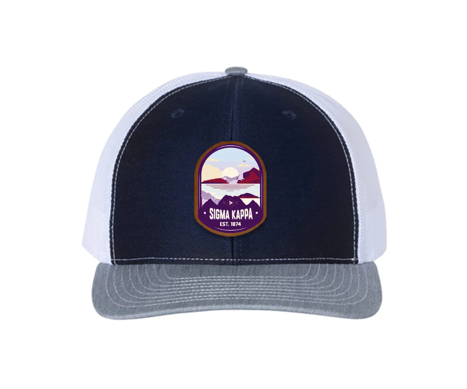 Sigma Kappa Richardson 112 UV Print Leatherette Patch Trucker Hat - Ventura