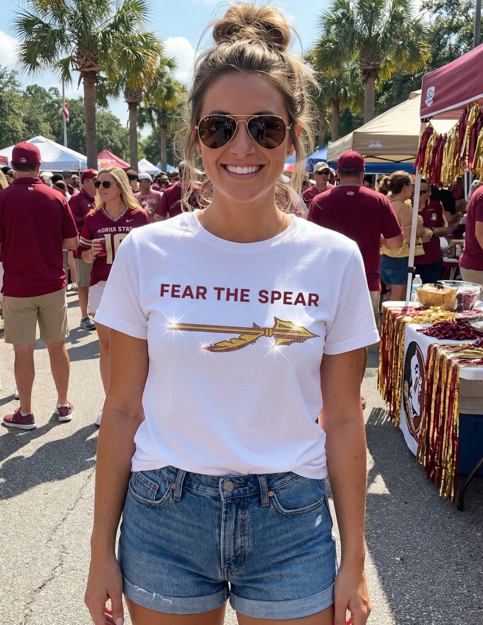 Florida State Fear The Spear Arrow White Crewneck T-Shirt