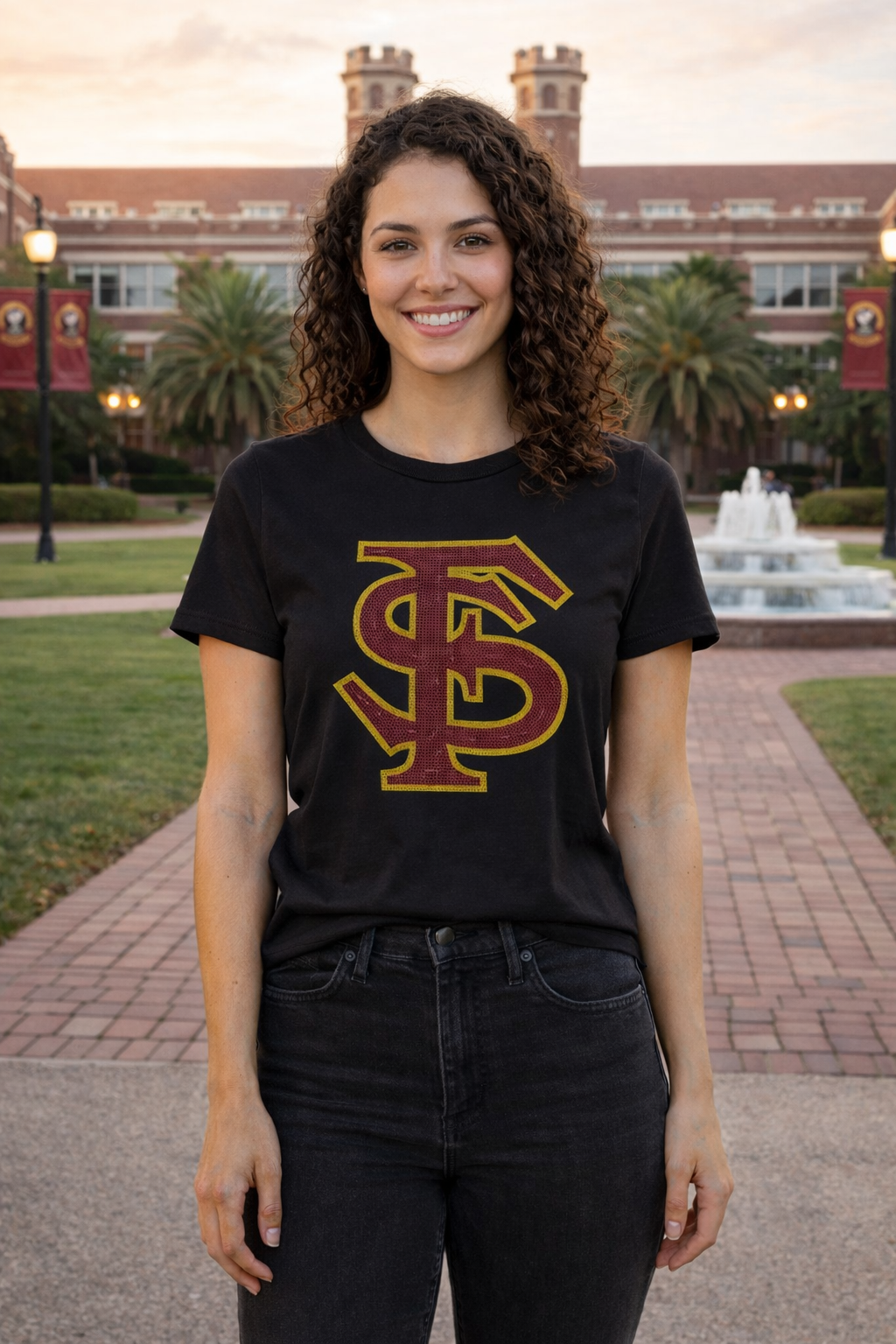 Florida State FS Black Crewneck Short Sleeve T-Shirt