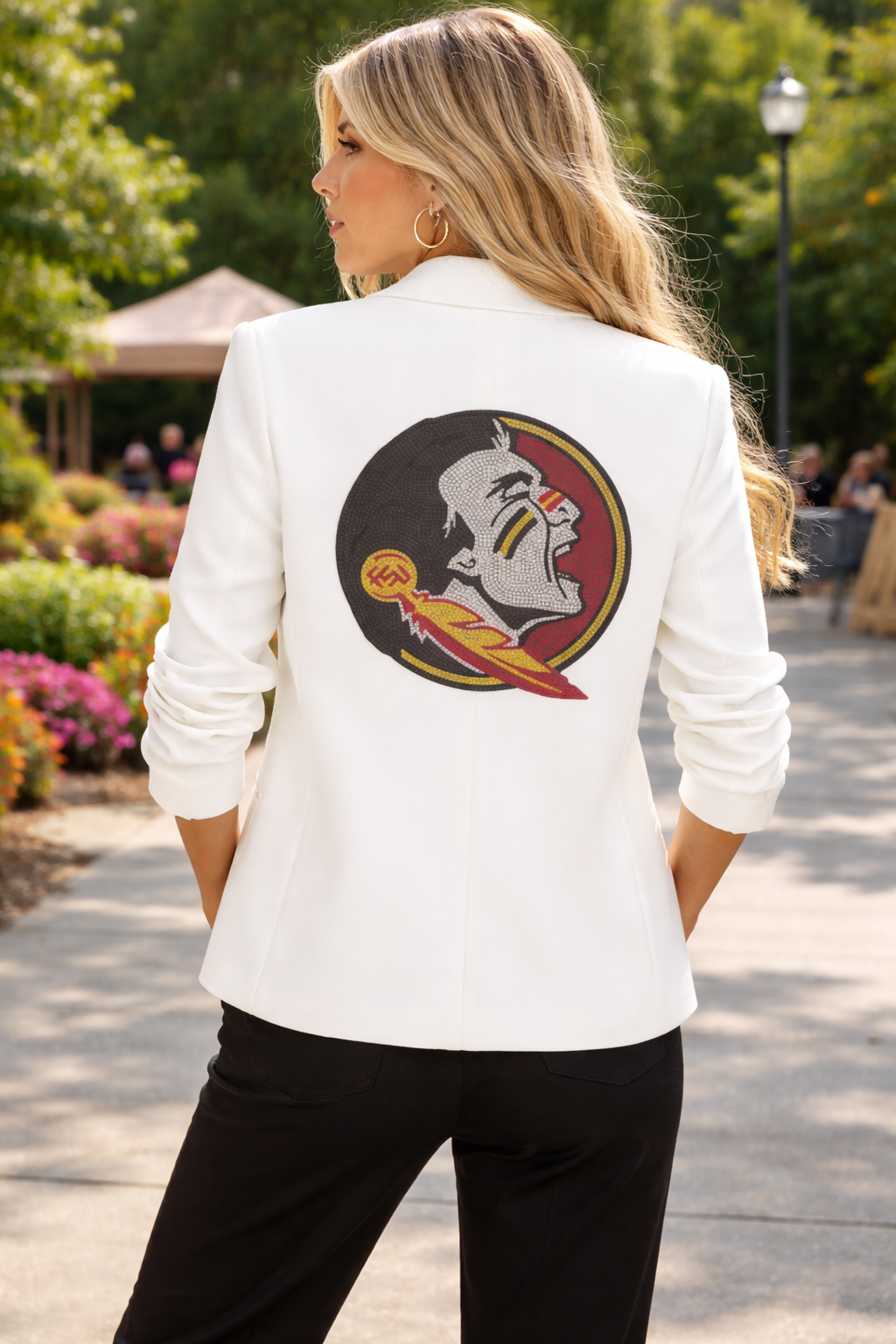 Florida State Mascot White Ruched Blazer