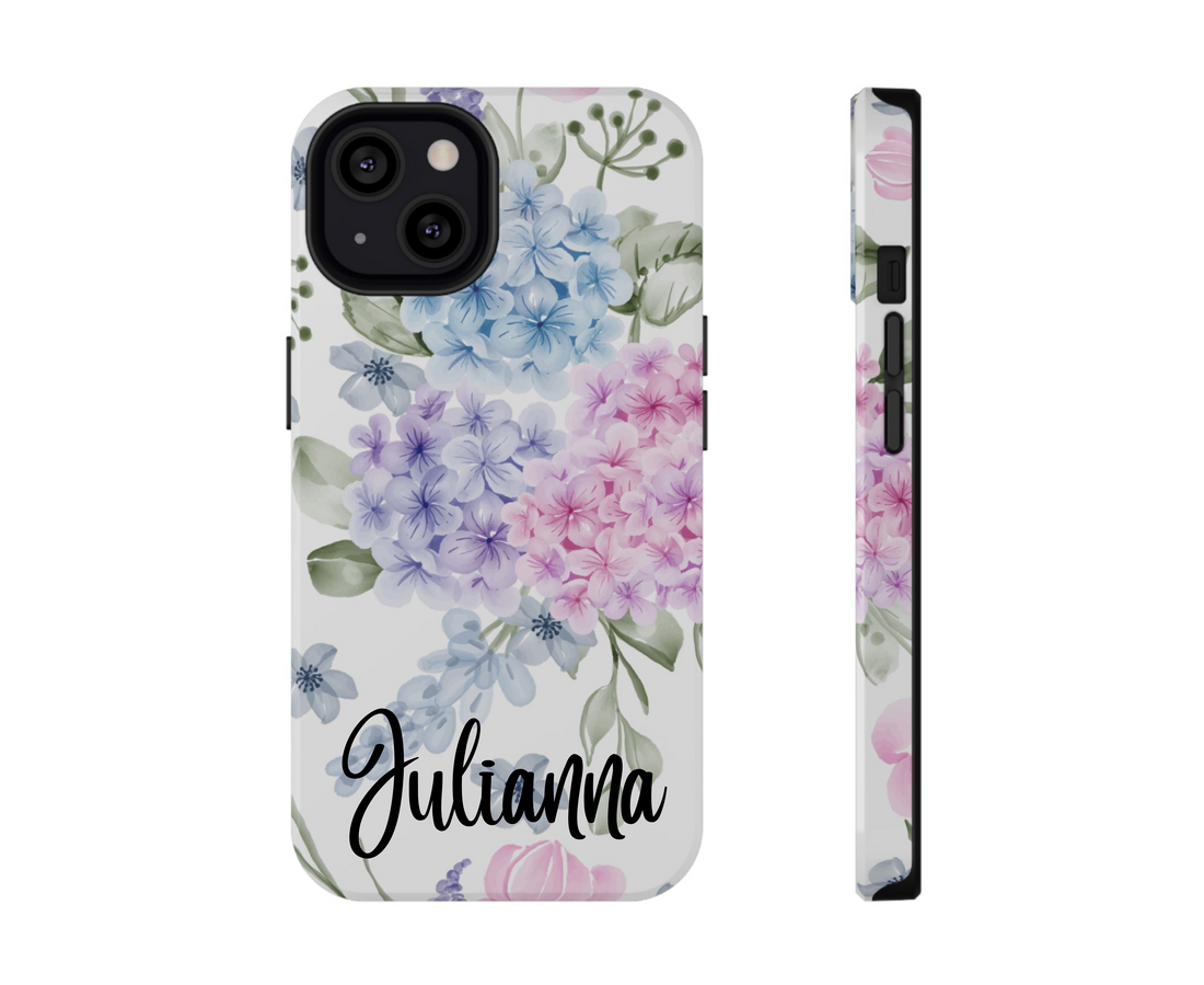 Phone case with floral design on a white background