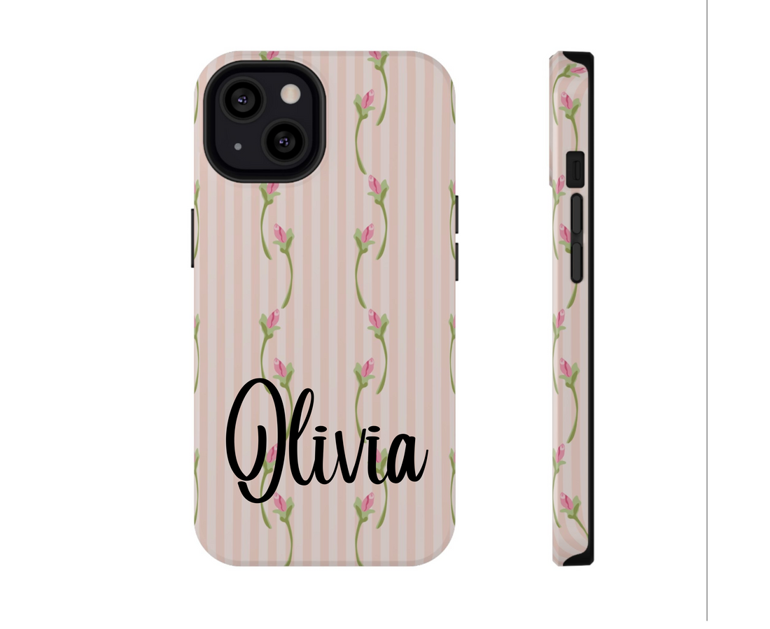 Phone case with floral pattern on a beige background