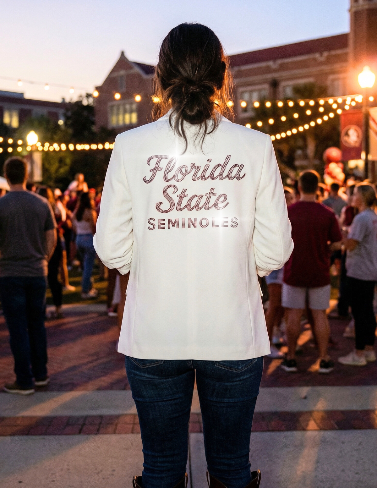 Florida State Seminoles White Ruched Blazer