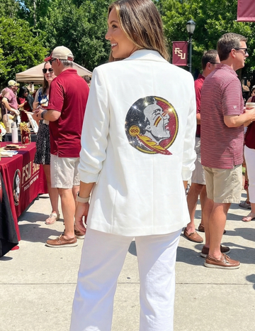 Florida State Mascot White Ruched Blazer