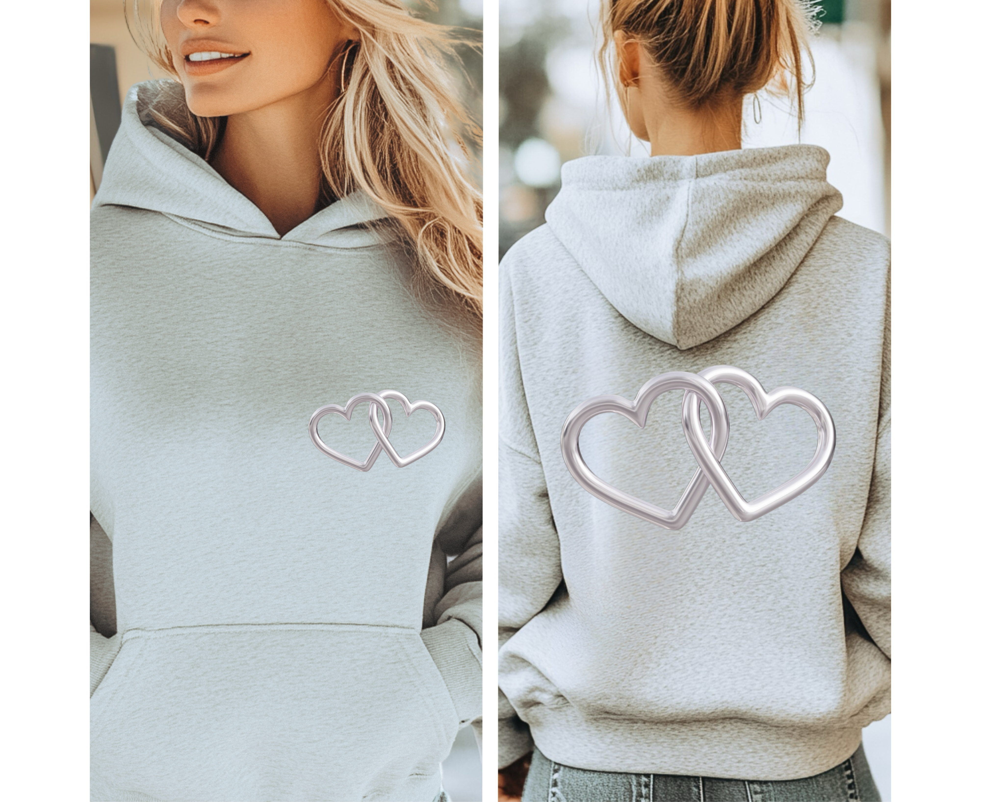 Customizable: Silver Interlocking Heart Hoodie