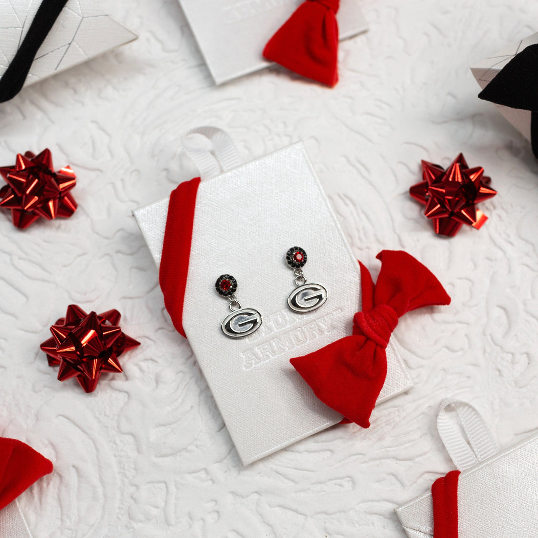 Georgia Metal G Logo Crystal Drop Earrings