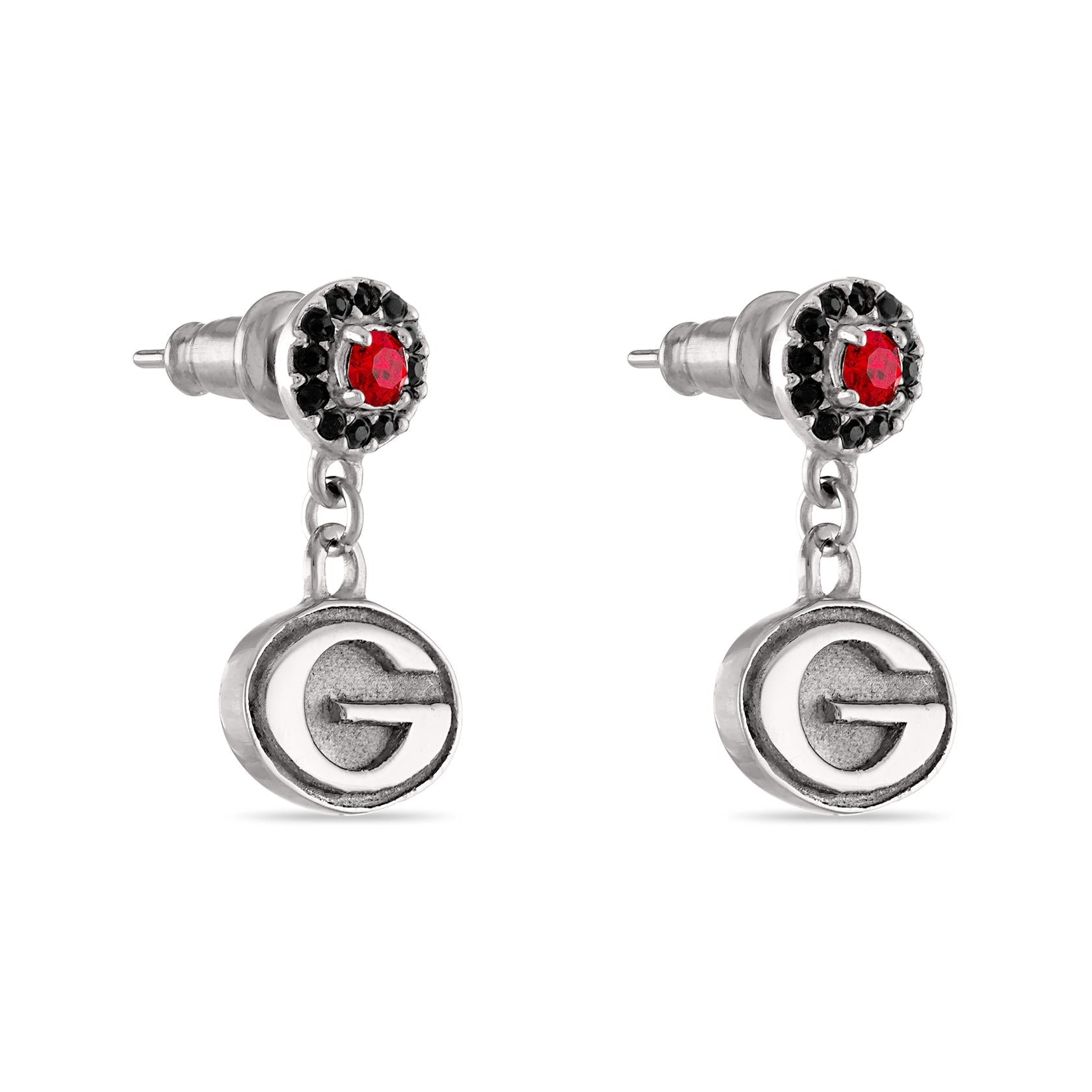 Georgia Metal G Logo Crystal Drop Earrings