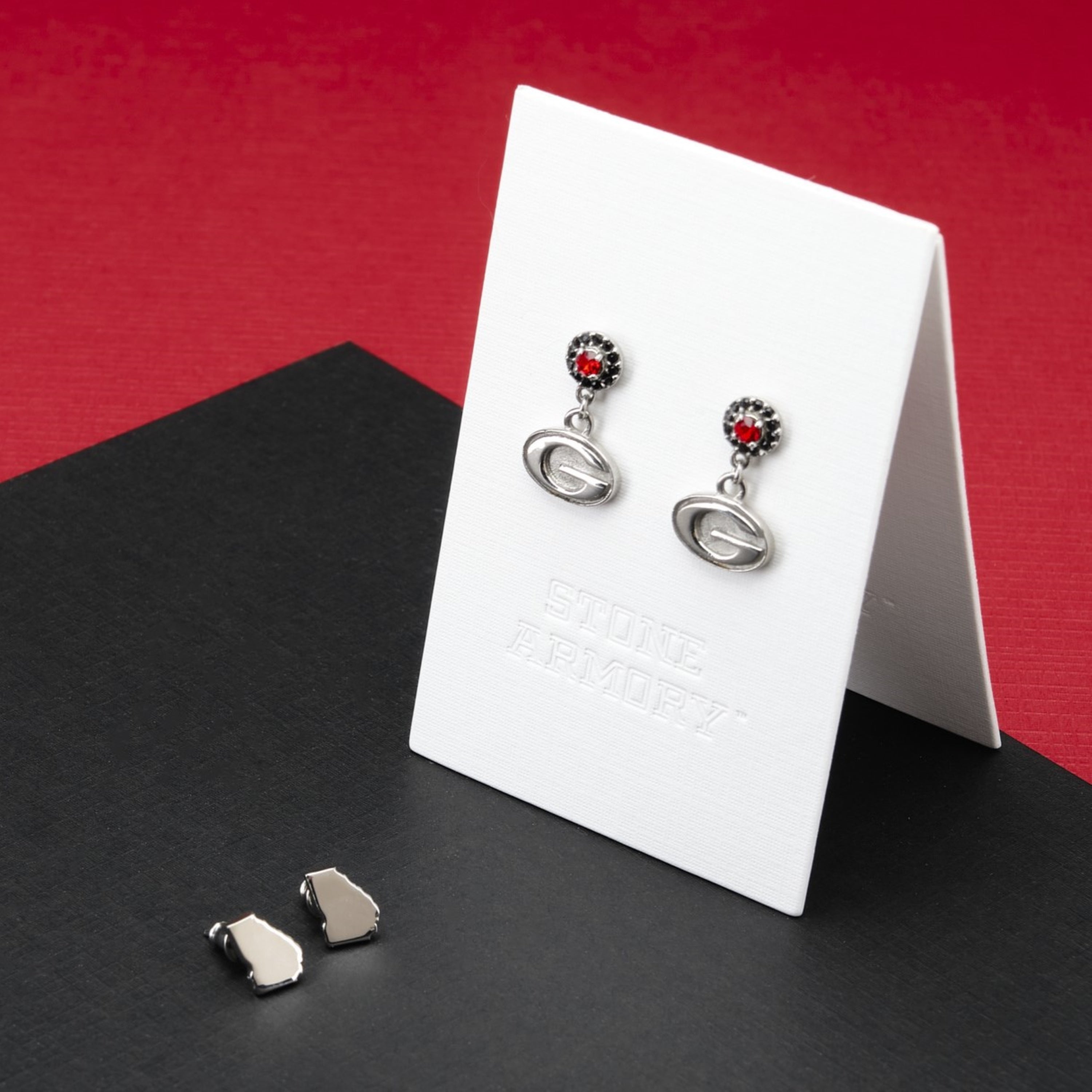 Georgia Metal G Logo Crystal Drop Earrings