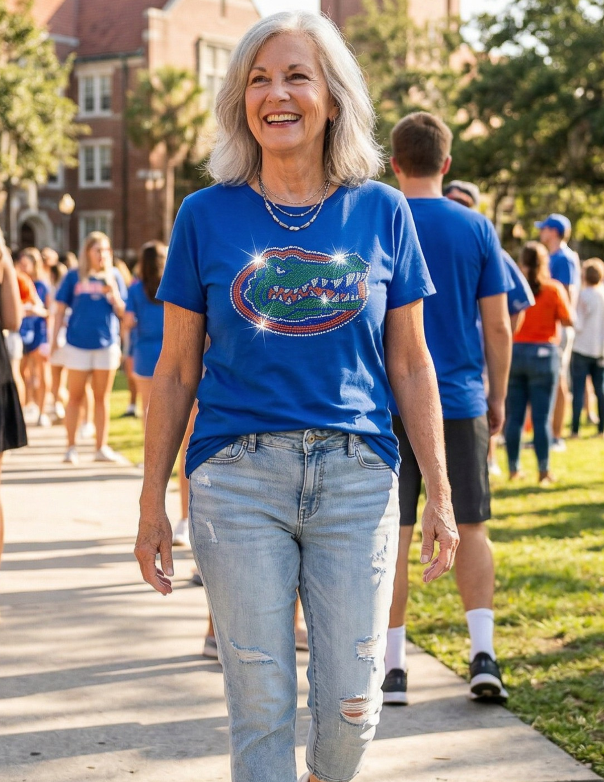 University of Florida Gator Head Royal Blue Crewneck Short Sleeve T-Shirt