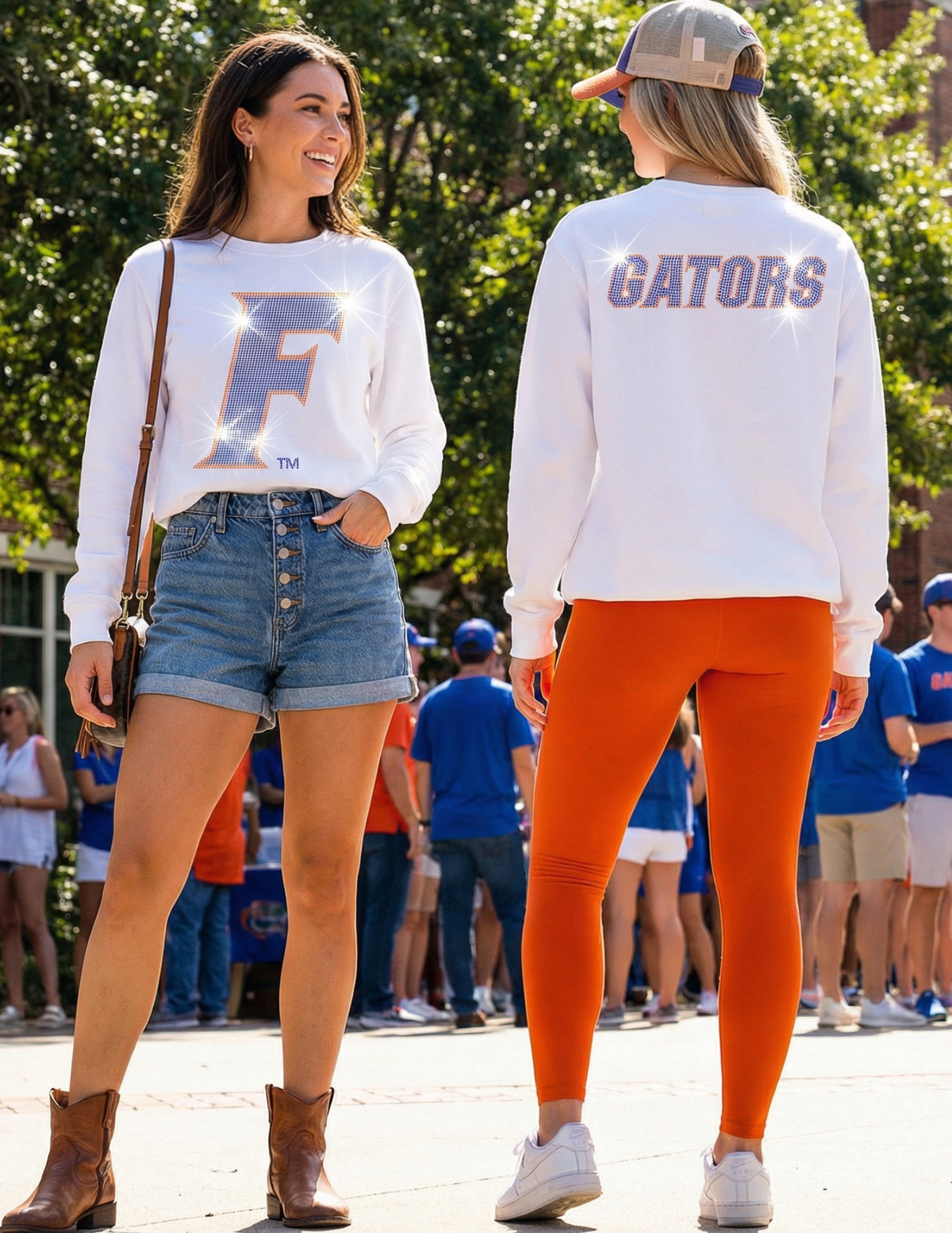University of Florida F Gators White Crewneck Sweatshirt