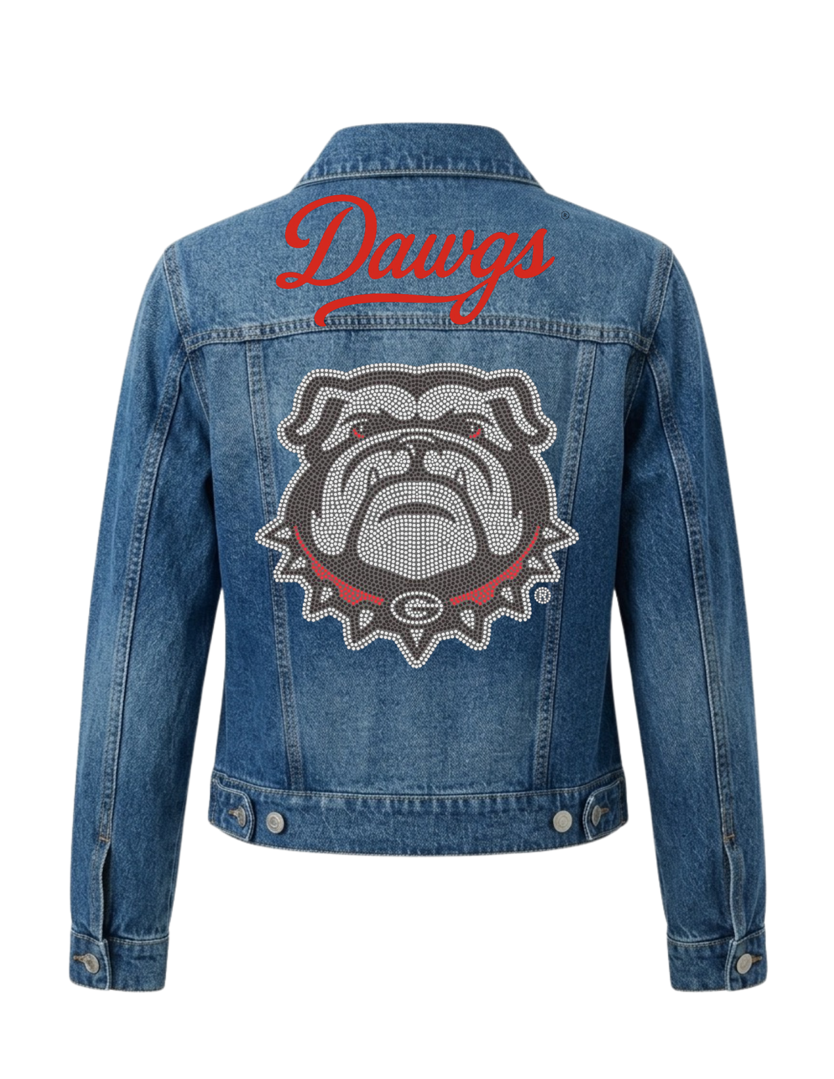 University of Georgia Bulldog Logo & Dawgs Script Blue Denim Jacket