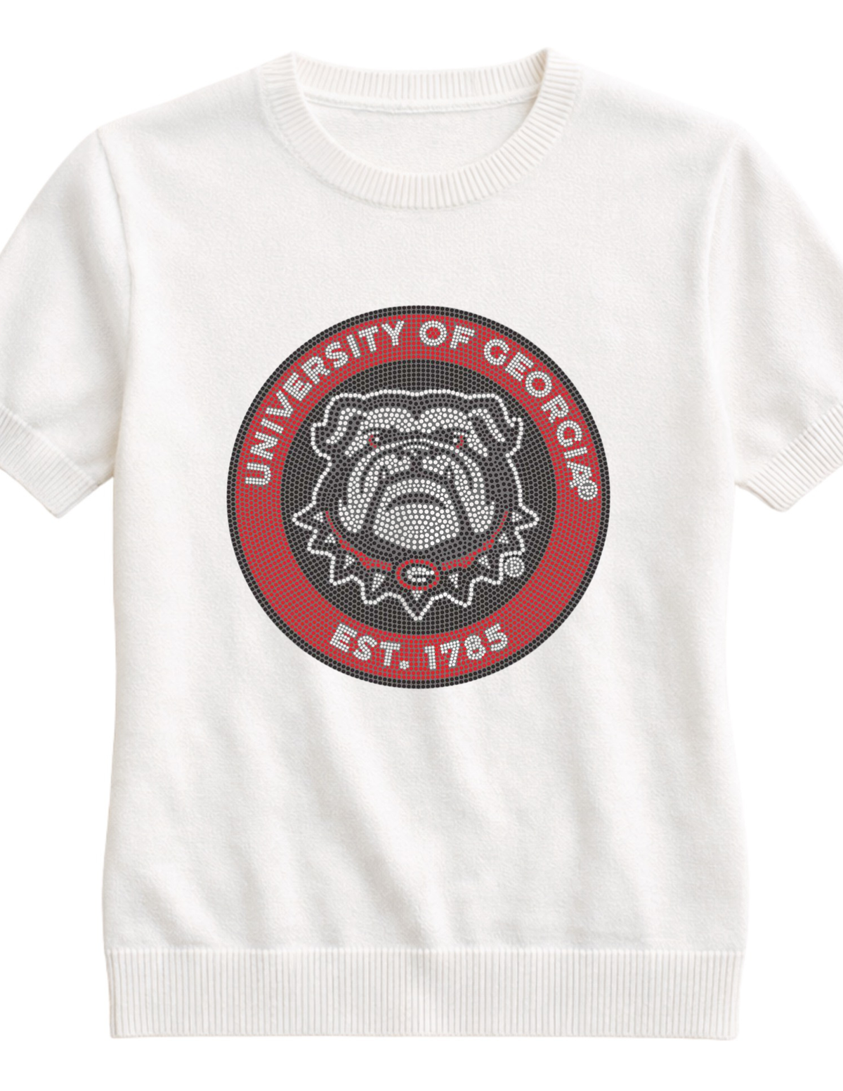 University of Georgia EST. 1785 Decal Ivory Short Sleeve Sweater
