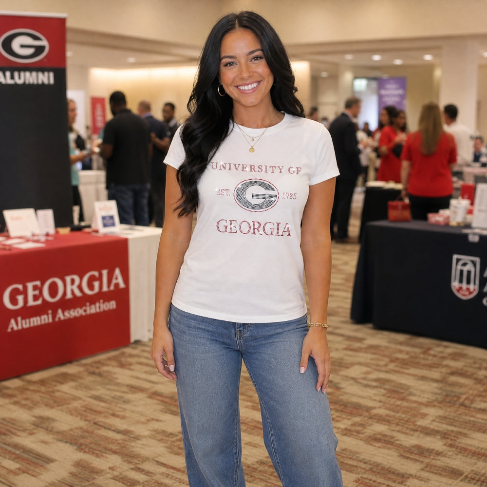 University of Georgia EST 1785 White Crewneck T-Shirt