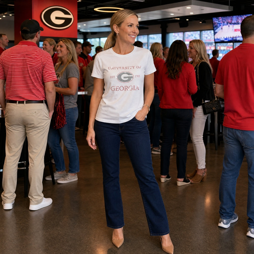 University of Georgia EST 1785 White Crewneck T-Shirt