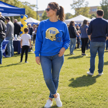 University of Pittsburgh Helmet Royal Blue Crewneck Sweatshirt