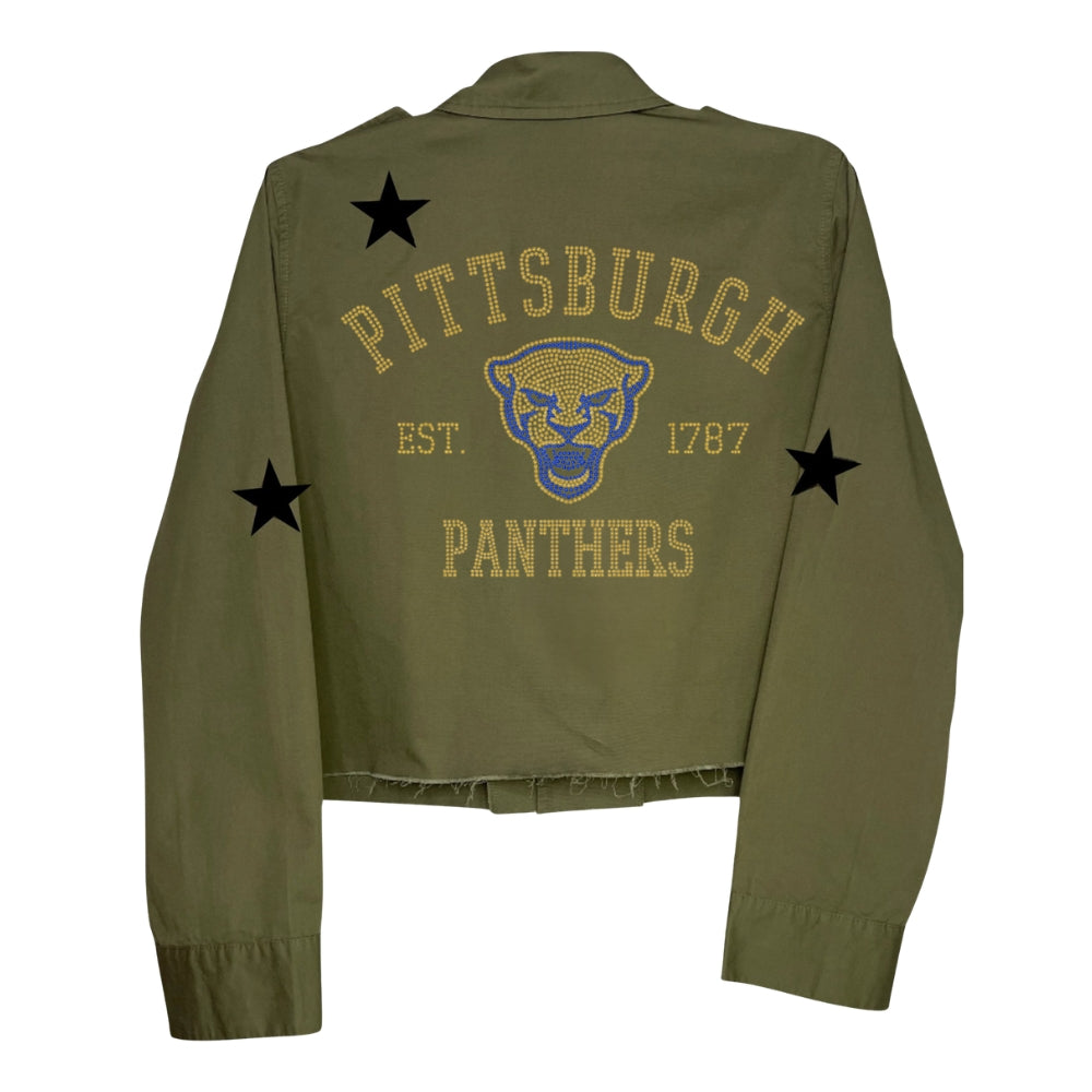 University of Pittsburgh Est 1787 Army Green Shacket