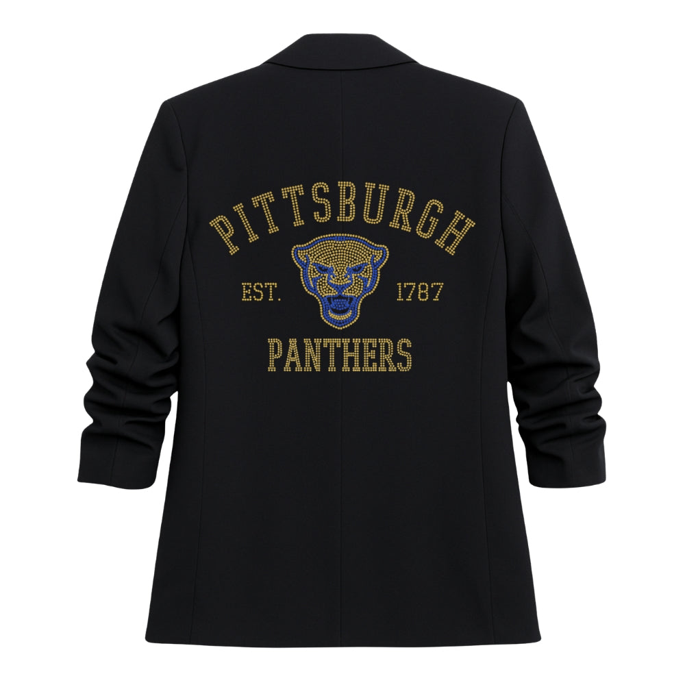 University of Pittsburgh Est 1787 Black Ruched Blazer