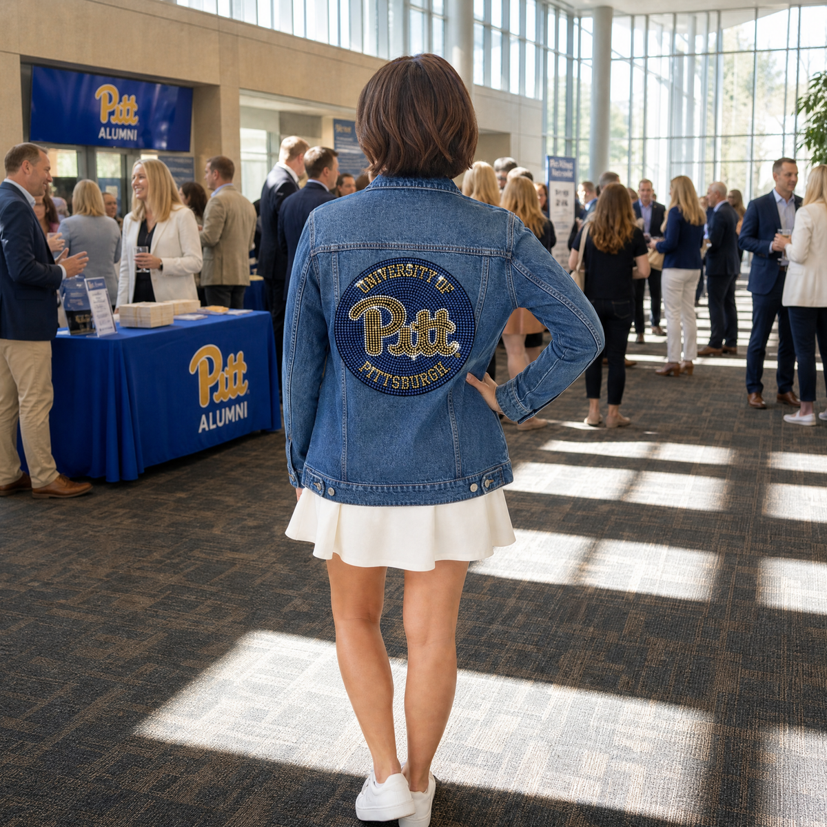 University of Pittsburgh Circle Decal Pitt Blue Denim Jacket