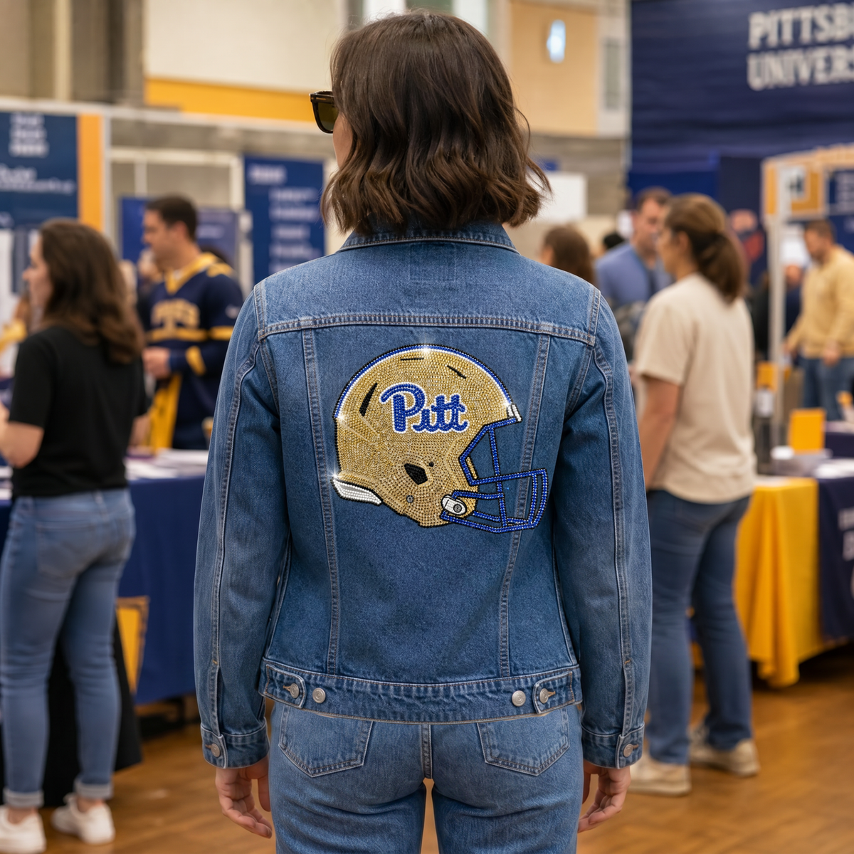 University of Pittsburgh Helmet Blue Denim Jacket