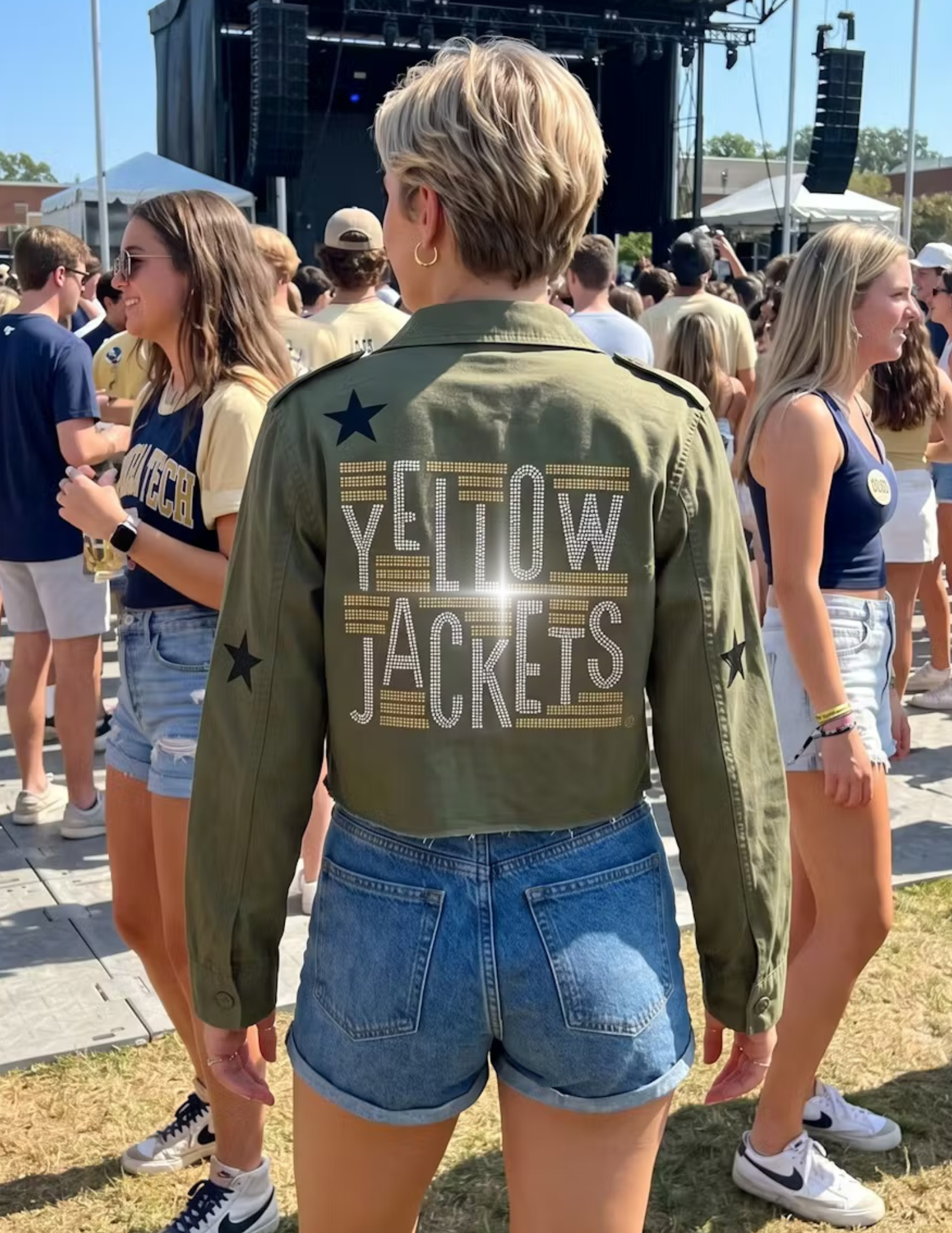 Georgia Tech Yellow Jackets Army Green Shacket