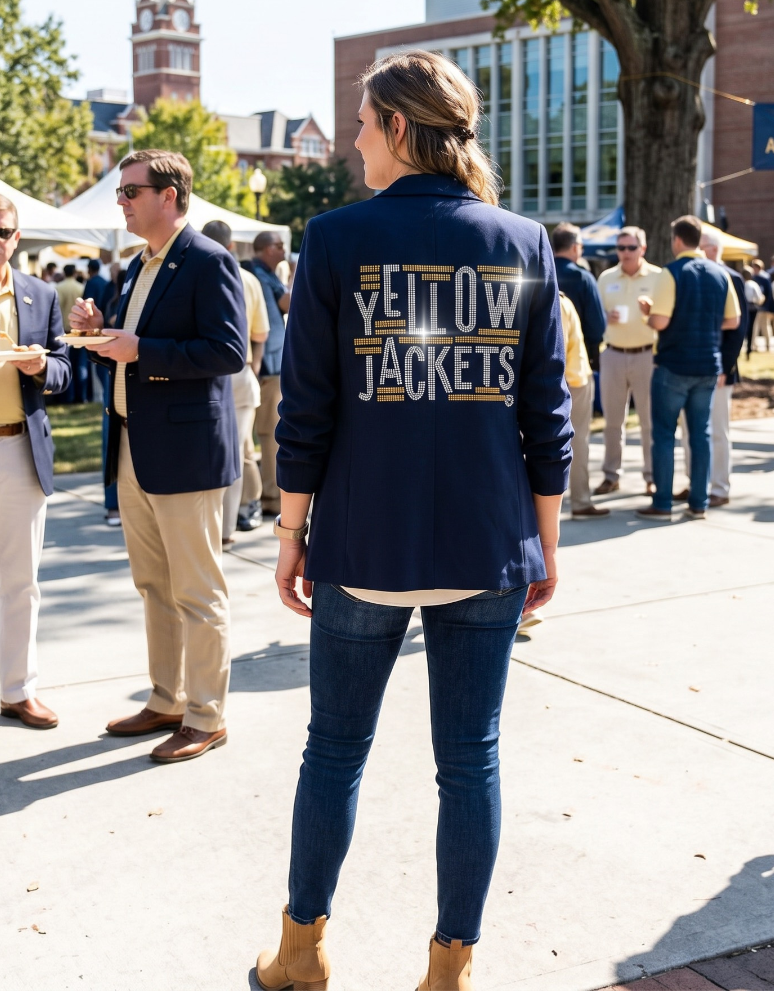Georgia Tech Yellow Jackets Navy Ruched Sleeve Blazer