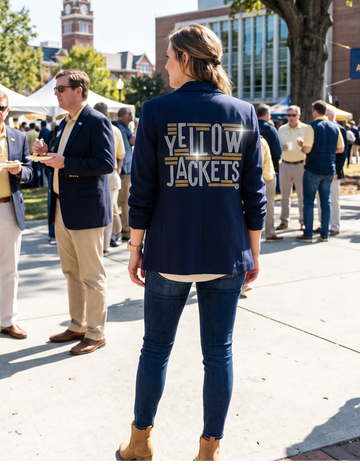Georgia Tech Yellow Jackets Navy Ruched Sleeve Blazer