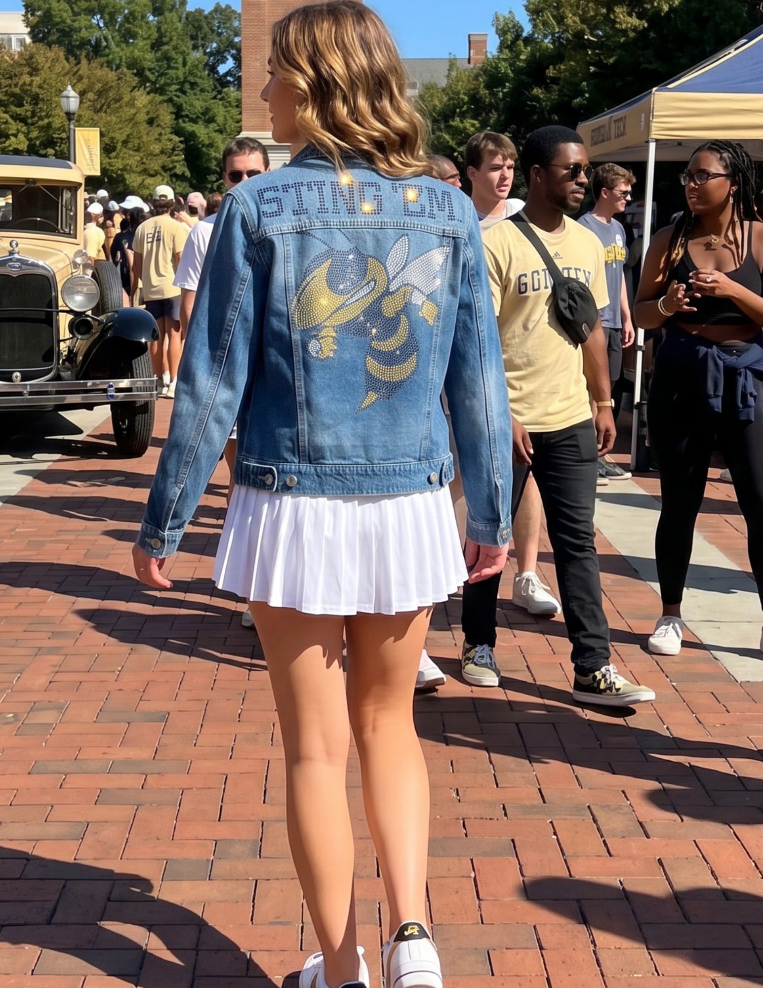 Game Day Jacket, Blue Denim, Georgia Tech Sting 'Em Buzz